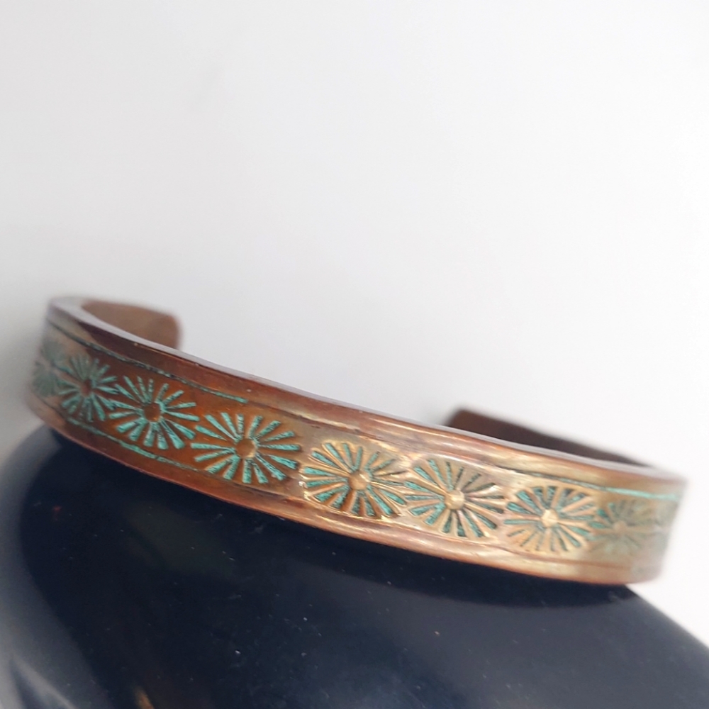 Signed Jm Solid Thick Copper Bracelet Cuff Southw… - image 4